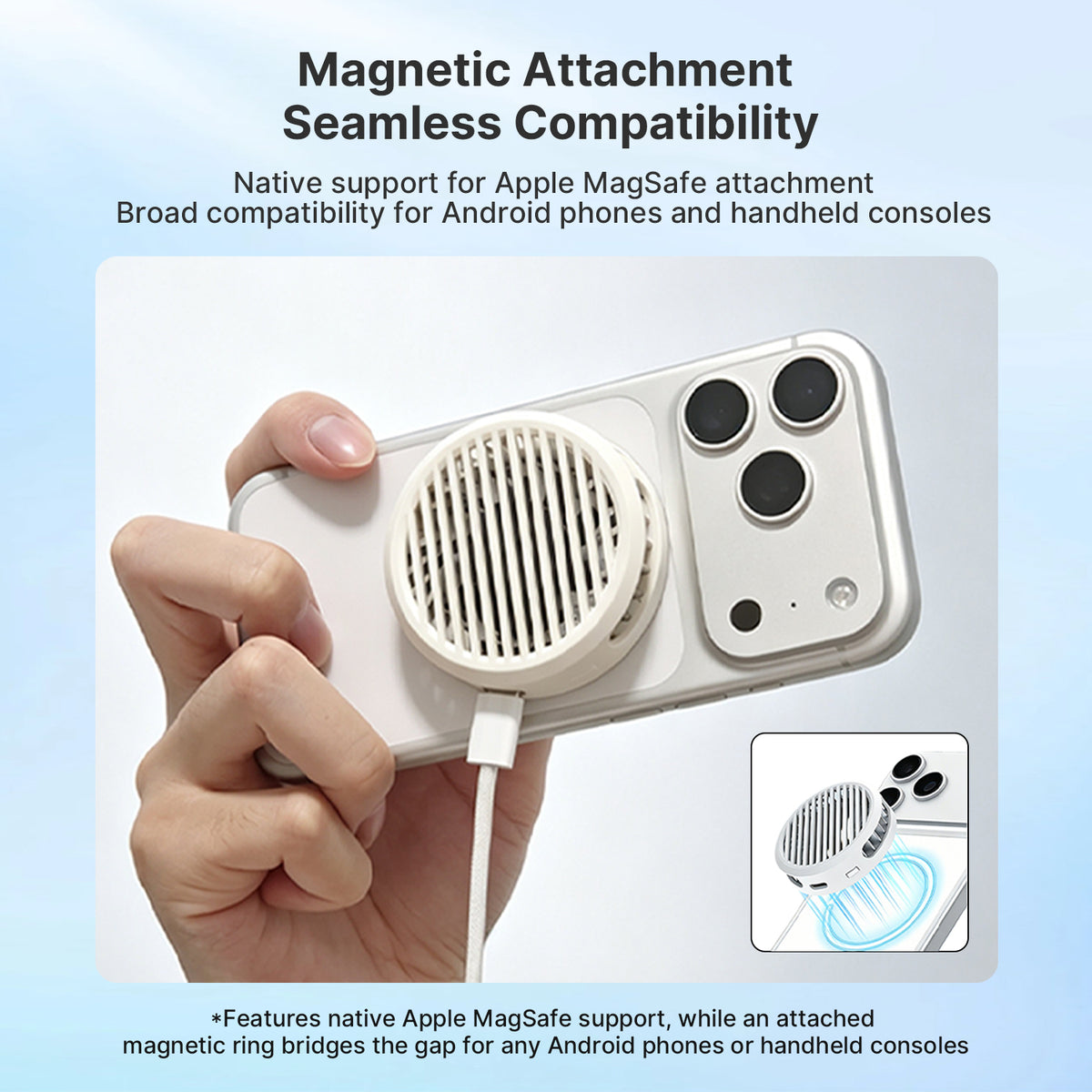 Retro Magnetic Phone Cooler, Dual-Core Semiconductor Cooling Fan for iPhone, Android, Gaming Consoles