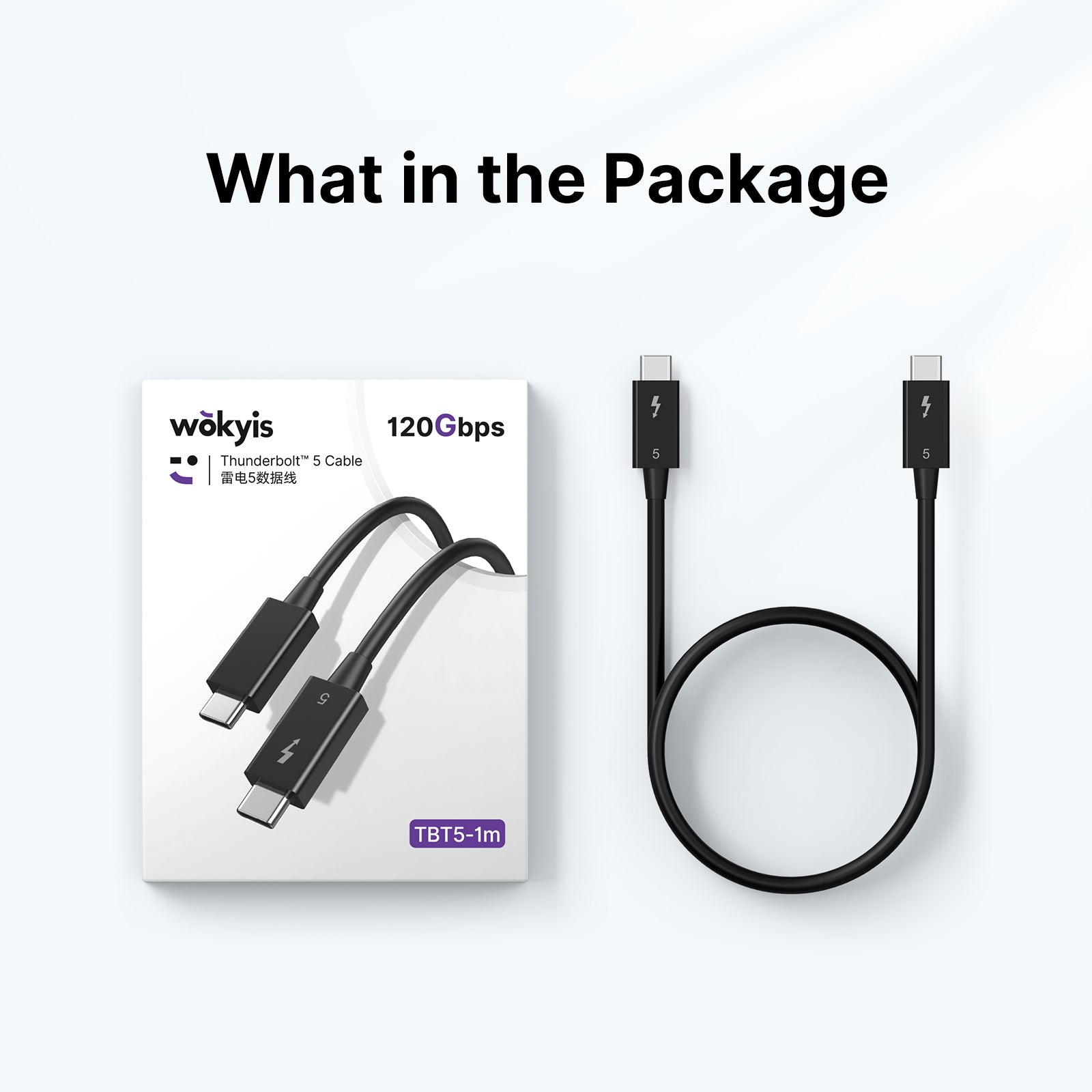 120Gbps Thunderbolt 5 Cable, 3.3ft/1m, 240W Charging, 8K@60Hz Video, Compatible with Thunderbolt 5/4/3
