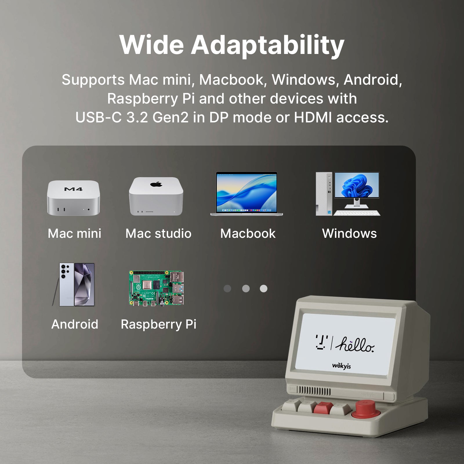 Mac mini M4 Retro Dock with 10Gbps SSD NVMe Enclosure, 5-inch Display and Shortcut Keys