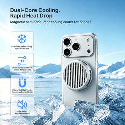 Retro Magnetic Phone Cooler, Dual-Core Semiconductor Cooling Fan for iPhone, Android, Gaming Consoles