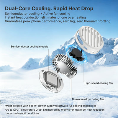Retro Magnetic Phone Cooler, Dual-Core Semiconductor Cooling Fan for iPhone, Android, Gaming Consoles