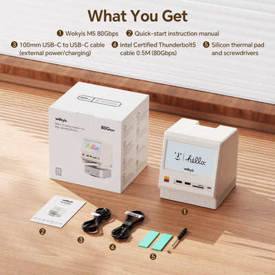 Mac mini M4 Retro Dock with 80Gbps SSD NVMe Enclosure and 5-inch Display