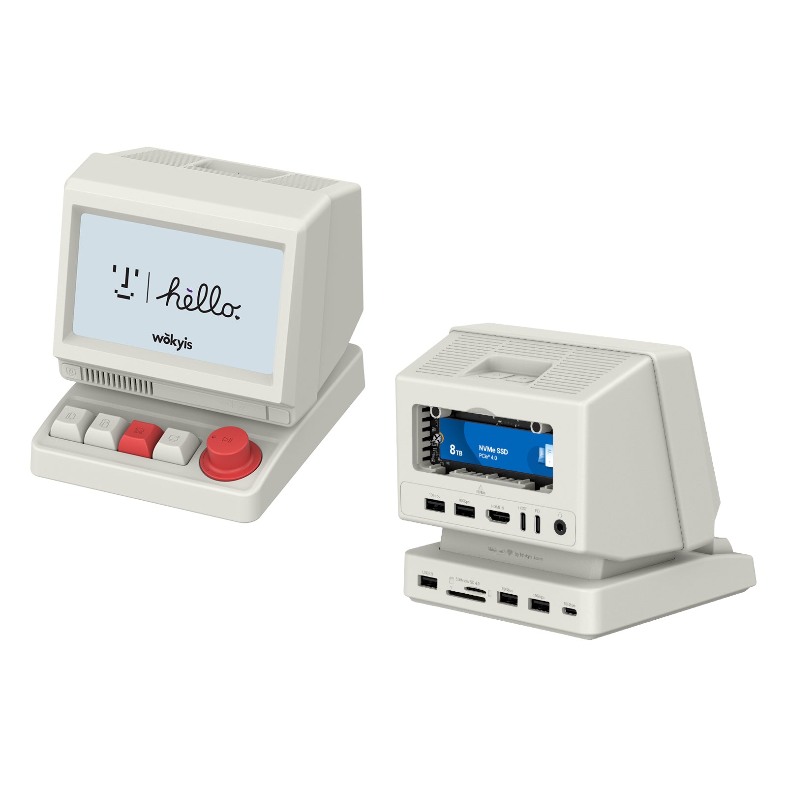 Mac mini M4 Retro Dock with 10Gbps SSD NVMe Enclosure, 5-inch Display and Shortcut Keys