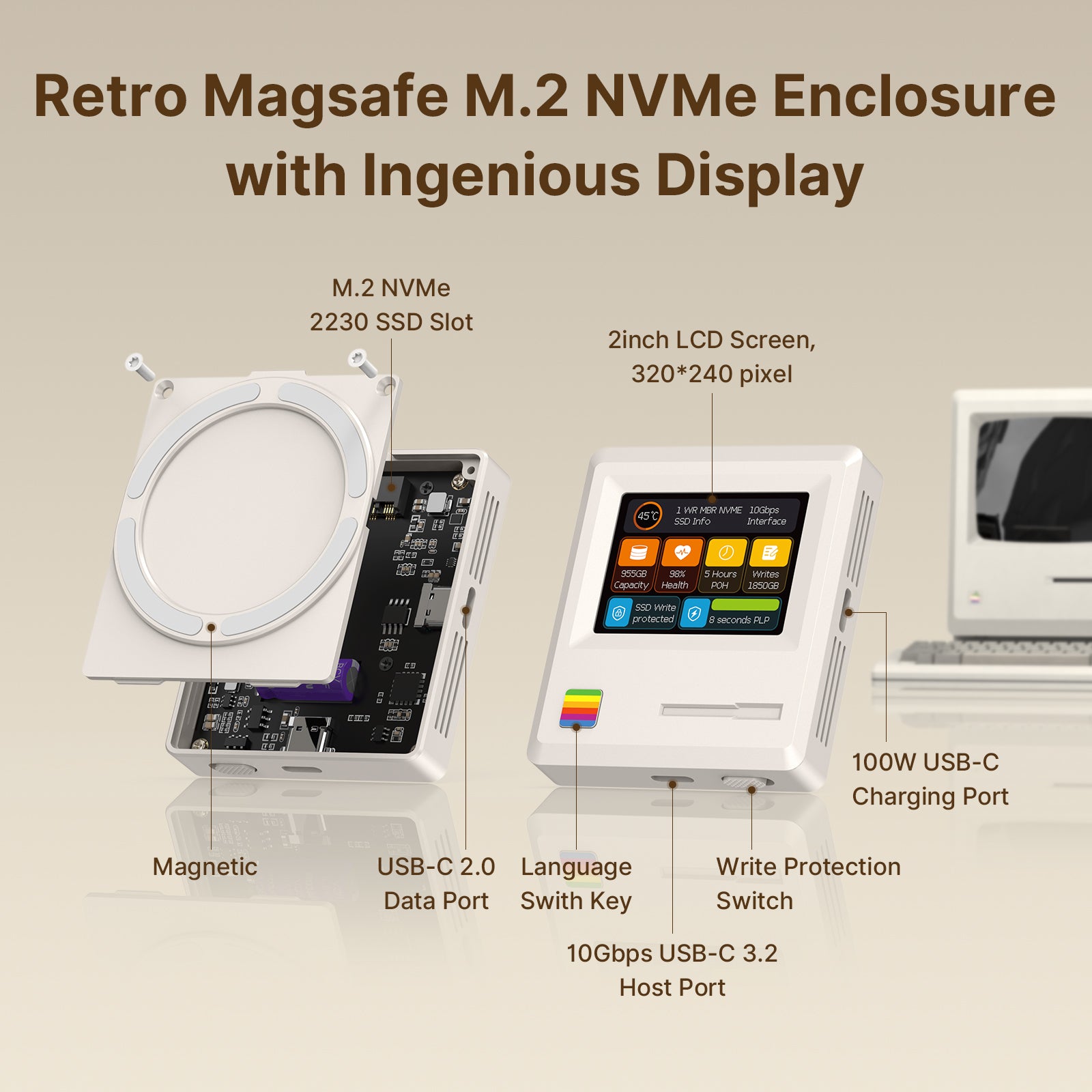Retro Magnetic M.2 2230 10Gbps SSD NVMe Enclosure – Wokyis