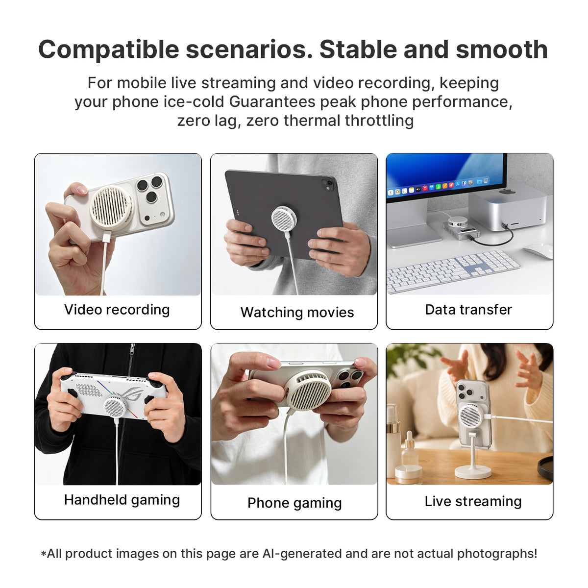 Retro Magnetic Phone Cooler, Dual-Core Semiconductor Cooling Fan for iPhone, Android, Gaming Consoles