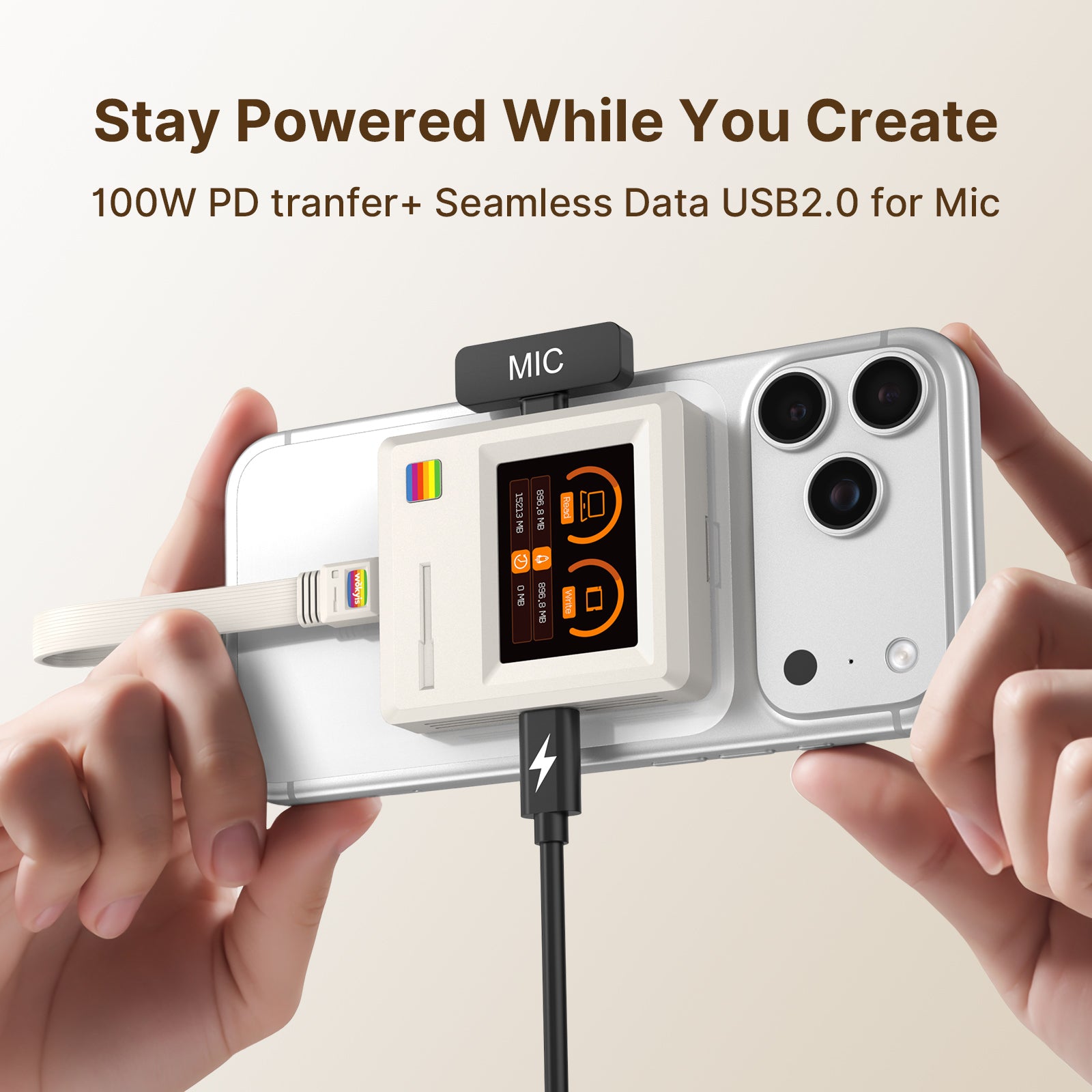 Retro Magnetic M.2 2230 10Gbps SSD NVMe Enclosure with 2-inch Display