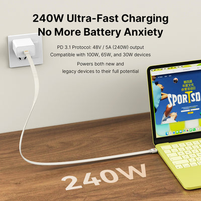 Retro 80Gbps USB4 Flat Cable, 3.3ft/1m, 240W Charging, 8K@60Hz Video, Compatible with Thunderbolt 5/4/3